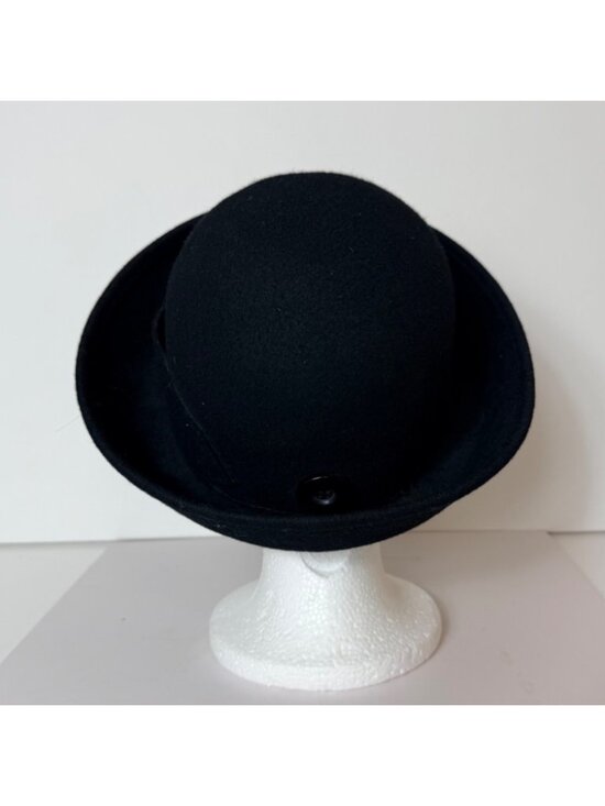 Vintage Black Wool Bowler Hat Upturn Brim Derby Formal Church Hat Winter Milline main image 12